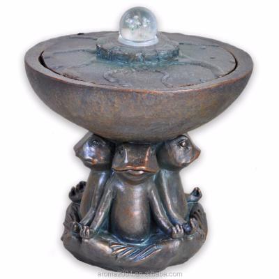 China Craftsman Room Decor Resin Frog Feng Shui Water Feature Rolling Ball Tabletop Water Fountain for sale