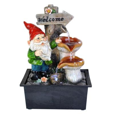 China Funny Resin Polyresin Home Decor Gift Gnome Tabletop Water Fountain for sale