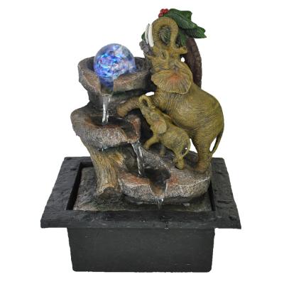 China Europe Resin Animal Sculpture Water Fountain Elephant Tabletop Statue Small for sale