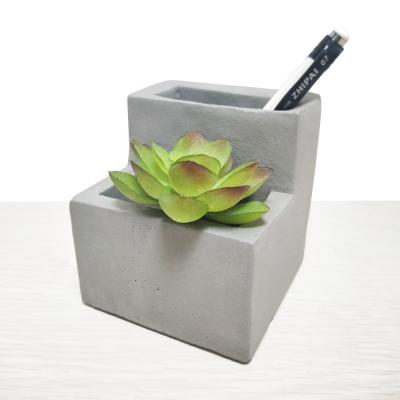 China Modern Desktop Cement Pen Stand Decoration Desktop Succulent Planter for sale