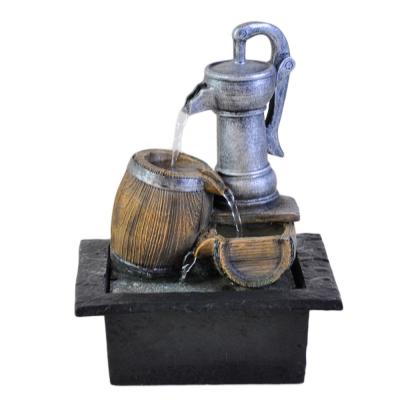 China Country Resin Barrels Table Top Waterfalls Decorative Indoor Fountain for sale