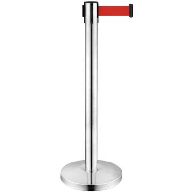 China Exhibition Hall Stanchion with retractable red sash made of stainless steel silver for sale