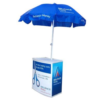 China PVC promotion table with umbrella, umbrella sunshade counter for sale