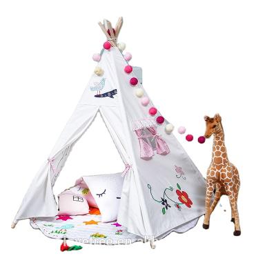 China All Materials Comply With Toy Safety Standards Wholesale Outdoor 5 Poles Indoor Cotton Customized To Class Indian White Kids Teepee Tents for sale