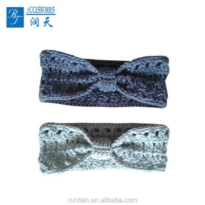 China Knitted Hair Band Women's Blue Ear Warmer Crochet Winter Headband for sale