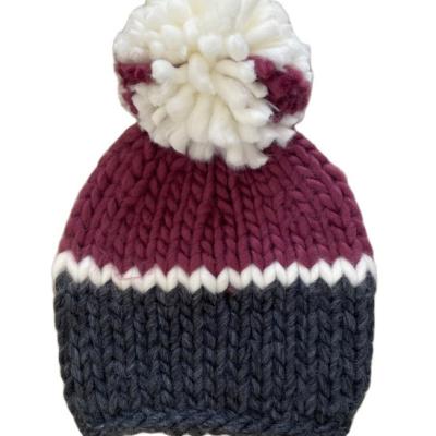 China COMMON Women's Winter Bobble Hat Soft Chunky Knitting Handmade Chunky Acrylic Beanie for sale