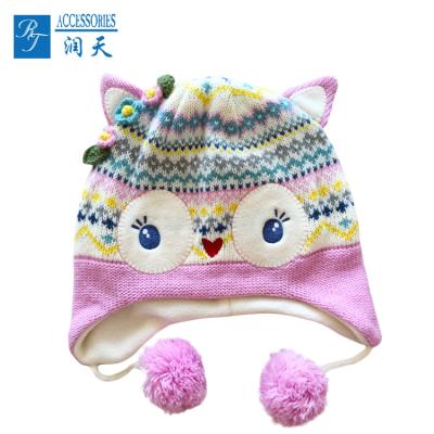 China Girls COMMON Ear Waves Beanie Child Knitted Winter Snow Hat for sale