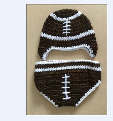 China Popular Character Super Quality Hand Crochet Baby Boy's Soccer Hat And Diaper Cover for sale