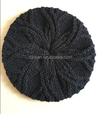 China Lady Character Fashion Soft Acrylic Cable Knitting Beret for sale