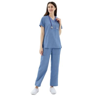 China Fashionable Medical V-Neck Comfortable Workwear Pockets Female Hospital Top+Pant Uniform Scrubs Suit zu verkaufen