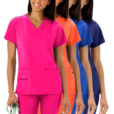 China Anti-wrinkle hospitality wholesale button up shirt logo fashion high quality scrubs suit hospital uniforms sets stampada à venda