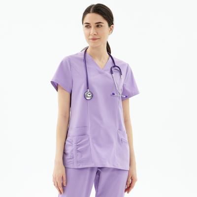 China high quality custom Anti-wrinkle grossgran band FUYI Spandex Nurse Uniform Medical Women Hospital Scrubs Elegant Fit Fancy en venta