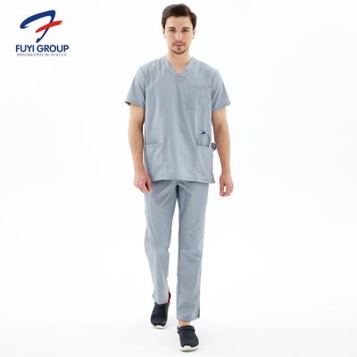 China 2021 Top+Pant top quality fashionable fuyi group hospital scrubs cleaner uniform for doctors zu verkaufen