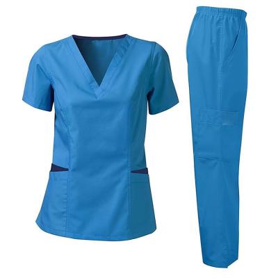 China 2021 Anti-wrinkle fuxin fuyi good quality cheap custom fashionable care scrubs medical scrubs uniform design scrubs set for sale