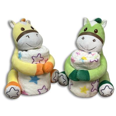 China Donkey Soft Stuffed Animal Plush Toy Color Donkey with Fleece Flannel Blanket for sale