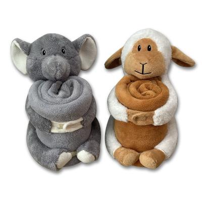 China SHeep Soft Plush Animal Stuffed Toy Sheep Elephant with Fleece Flannel Blanket for sale