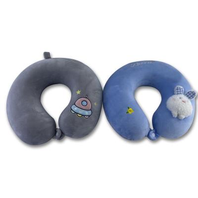 China Rabbit Neck Pillow Neckroll filled with Memory Foam Embroidery Neck Cushion for sale