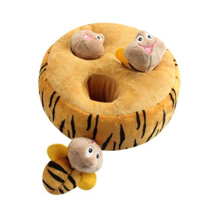 China Stocked Factory Supply  hot sale plush chewing bite toy plush bee nest toy set cheap wholesaler dog cat toy for sale