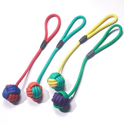 China Stocked Manufactory direct polypropylene rope knot toys molar teeth cleaning pet toys rope ball chew play bite pet dog toy for sale