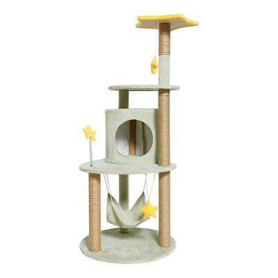 China Sustainable Multi Level Wood Cat Trees Condo Tower Scratcher Large Wooden Big Cat Tree House Wooden for sale