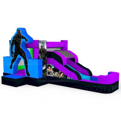 China Inflatable Square/Playground/Amusement Park Bouncer Jump Castle Bouncy Jumper Little Black Leopards Bounce House With Combo Water Slide For Kids for sale