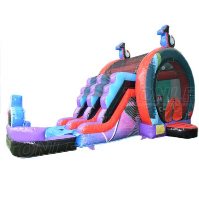 China Wholesale Cheap square/playground/amusement park kids theme inflatable bounce house with water slide jumper castle moonwalk for sale for sale