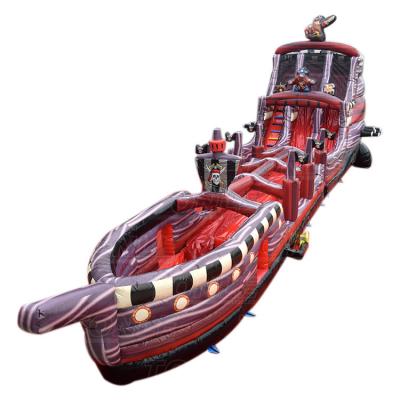 China Party/large outdoor/indoor inflatable pirate ship slide with obstacle pirateship inflatable water slide for sale for sale