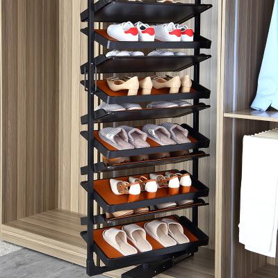 China Workable Multi-Layer Rotating Shoe Cabinet 360 Degree Rotating Shoe Shelf Home Cloakroom Function for sale