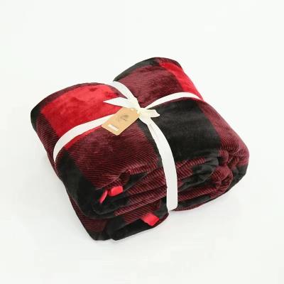 China Customized Anti-Static Sherpa Flannel Bonded Classic Red Pattern Plush Throw Blankets Fluffy Warm Comfortable Perfect For Bed Sofa for sale