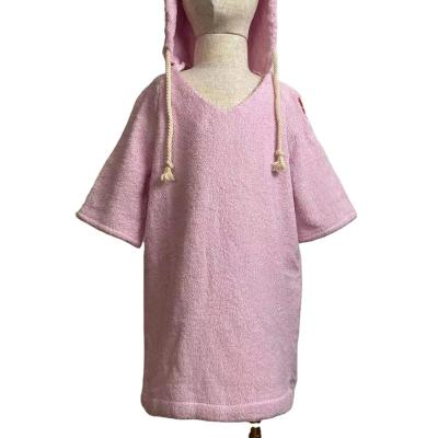 China Hoodie 100% breathable cotton children girl wearable color pink toweling with logo embroidery summer hot sales for sale