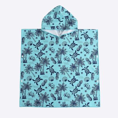 China Custom Kids Child Safe Microfiber Turtle Pattern Print Hooded Towels Beach Essential For Family Beach Days for sale