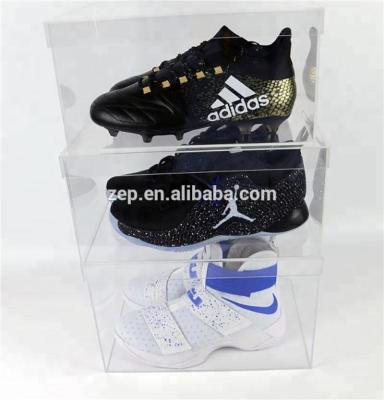 China Viable Clear Acrylic Shoe Box For Storage Giant Sneaker Box With Stackable Lid for sale