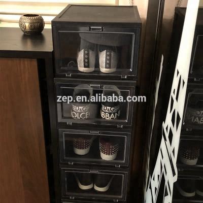 China Sustainable Black Acrylic Shoe Box Front Sneaker Display Standard Drop for sale