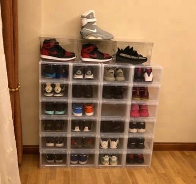 China Viable Clear White Drop Front Shoe Box With Drawer Acrylic Mount for sale