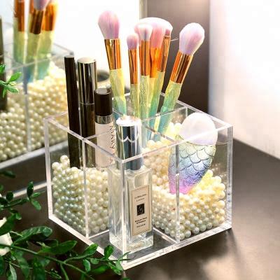 China Viable Cheap Price Acrylic Makeup Storage Box Clear Brush Holder for sale