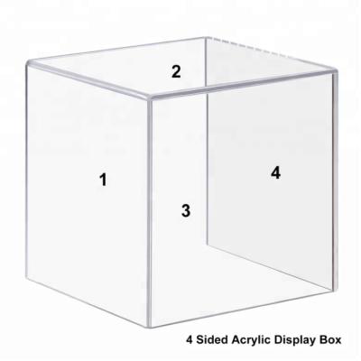 China Eco - Friendly Clear Solid Acrylic Cube In 4 Sides Cube Box Display Lucite Display for sale