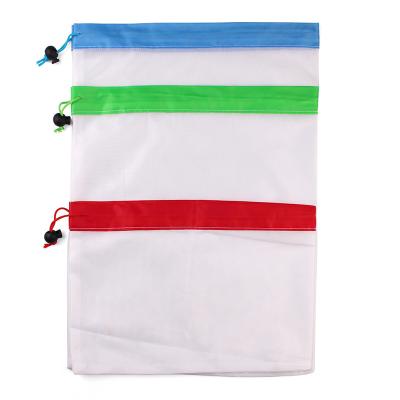 China One Pack Recyclable Wholesale Recycle Shopping Mesh Bag Drawstring Vegetable Fruit Mesh Produce Bags for sale