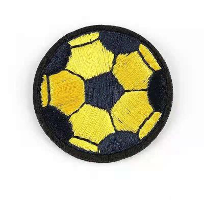 China Viable China Factory Wholesale Yellow Soccer Computer Embroidery Patches Boys Clothing Decoration Patches for sale