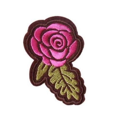 China Viable China Custom Rose Flowers Embroidery Patch Iron On Embroidery Patch For Clothing Patch for sale