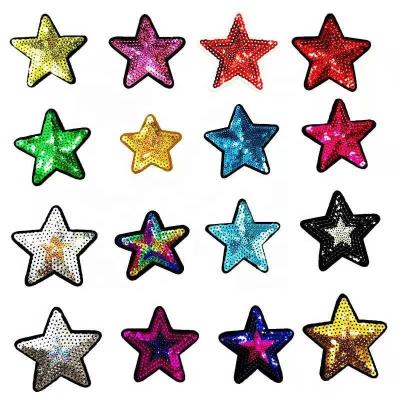 China 2021 New Design OEM Custom Five-pointed Star Sequin Embroidery Patch Apparel Viable for sale