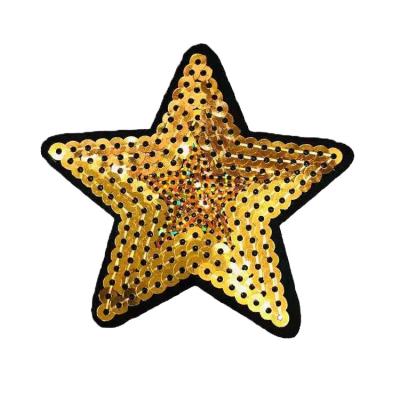 China 2021 New Design OEM Custom Five-pointed Star Sequin Embroidery Patch Apparel Viable for sale