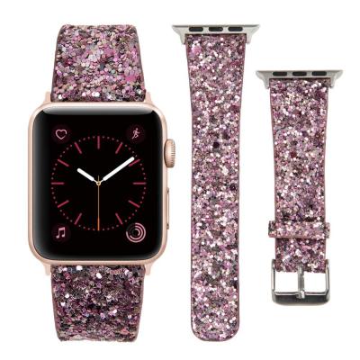 China Replacement Watch Bands Factory Snap Bling Style Direct Leather Watch Band New For Apple Watch 1 2 3 4 5 6 7 for sale