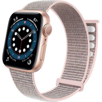 China Replacement Watch Bands Design High Quality Velcro Loop Nylon Braided Elastic Watch Band For Apple Watch 38mm 40mm 42mm 44mm for sale