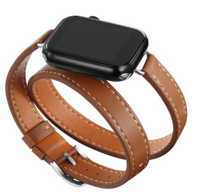 China New Design Fashionable Buckle Leather Watch Bands Double Replacement Watch Bands Suitable For Apple Watch Series Se 7 6 5 4 3 2 1 for sale