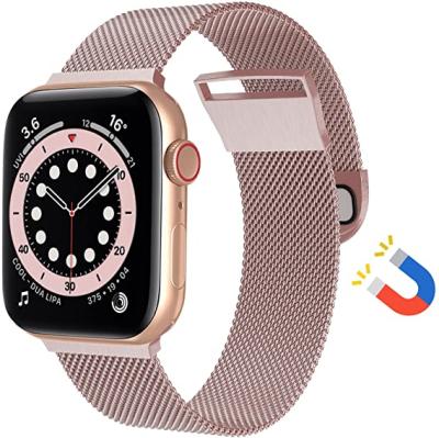 China Latest Design Replacement Watch Bands 2021 Milanese Stainless Steel Magnetic Adjustable Strap For Apple Watch Series 7 6 5 4 3 2 1 for sale