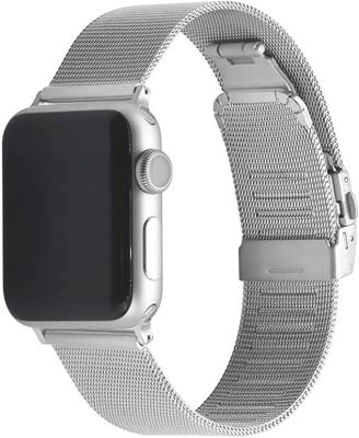 China Adjustable Replacement Watch Bands Stainless Steel Mesh Folding Buckle Metal Strap Suitable For Apple Watch 7 Series Se 6 5 4 3 2 1 for sale