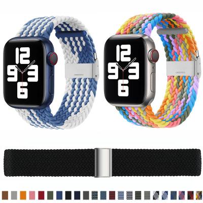 China Replacement Elastic Adjustable Nylon Braided Watch Bands Buckle Strap Compatible with Apple Watch Strap Women's and Men's Soft Strap 38mm40mm42mm44mm for sale