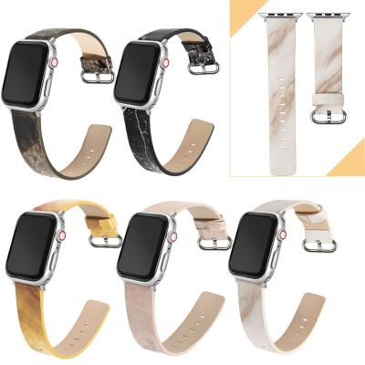 China Replacement Watch Bands Real Marble Grain Cowhide Watch Bands For Apple Watch iwatch1 2 Se 3 4 5 6 for sale