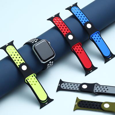 China Replacement Watch Bands Hot Selling Sports Silicone Breathable Watchband For Apple Watch 38mm 40mm 42mm 44mm for sale