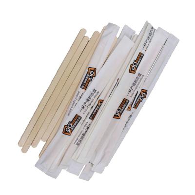 China 140*6*1.5mm disposable invidually wrapped wooden coffee stirrer for sale